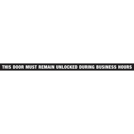 Hillman This Door Must Remain Unlocked During Business Hours, Vinyl, 1.5 in x 28 in 840205